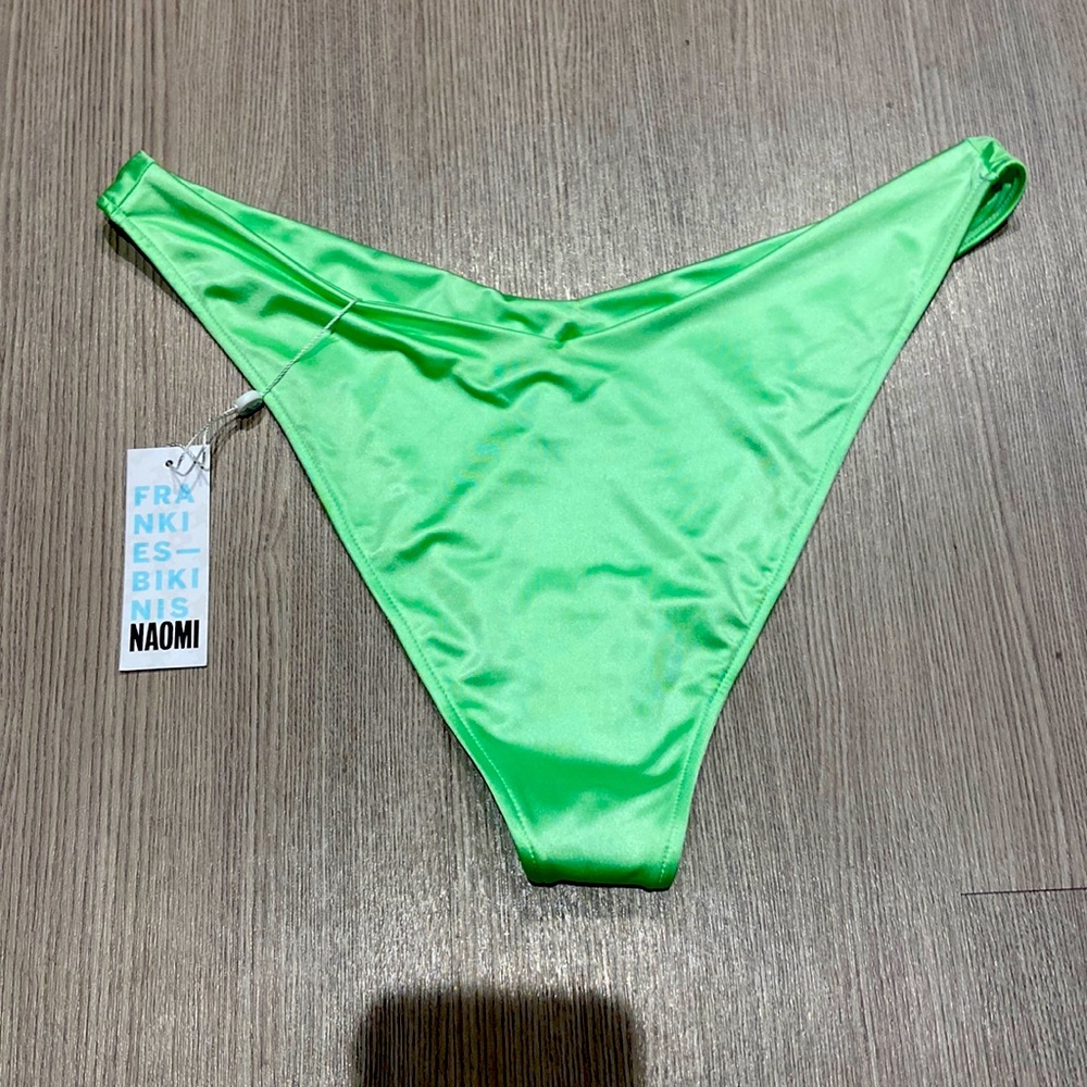 Frankie’s Bikinis satin honeydew color XL Enzo bottoms NWT